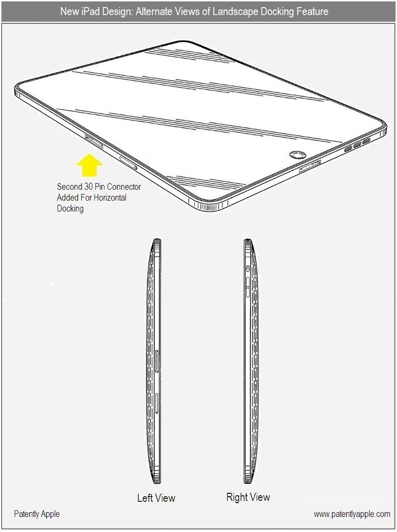 Illustration for article titled New iPad Design Could Bring a Landscape Dock Port And Smart Bezel Feature